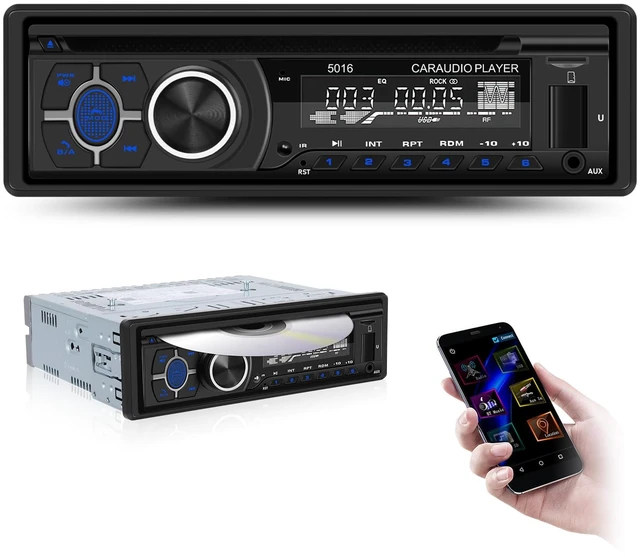 Main image of UNITOPSCI Single Din Radio CD DVD Player Car Stereo with Bluetooth 5.0 Hands-Free, LCD Screen AM/FM Car Radio, Car Audio Receiver Support APP Find Car, Remote Control, Voice Assistant, USB/AUX in/TF