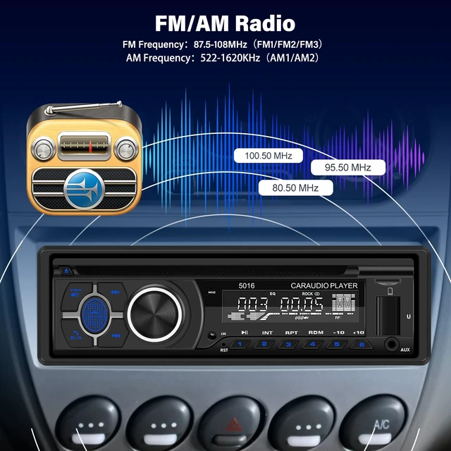 Alt view image 3 of 7 - UNITOPSCI Single Din Radio CD DVD Player Car Stereo with Bluetooth 5.0 Hands-Free, LCD Screen AM/FM Car Radio, Car Audio Receiver Support APP Find Car, Remote Control, Voice Assistant, USB/AUX in/TF