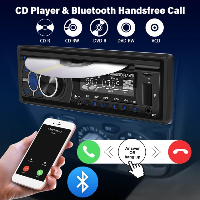 Alt view image 2 of 7 - UNITOPSCI Single Din Radio CD DVD Player Car Stereo with Bluetooth 5.0 Hands-Free, LCD Screen AM/FM Car Radio, Car Audio Receiver Support APP Find Car, Remote Control, Voice Assistant, USB/AUX in/TF