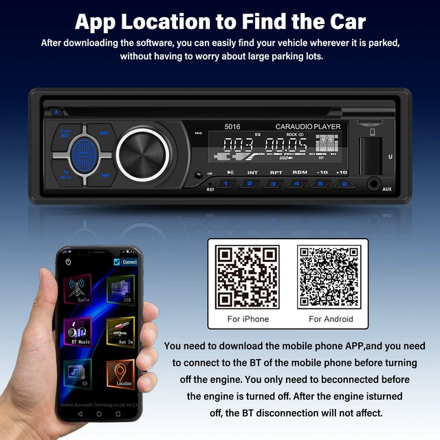 Alt view image 4 of 7 - UNITOPSCI Single Din Radio CD DVD Player Car Stereo with Bluetooth 5.0 Hands-Free, LCD Screen AM/FM Car Radio, Car Audio Receiver Support APP Find Car, Remote Control, Voice Assistant, USB/AUX in/TF