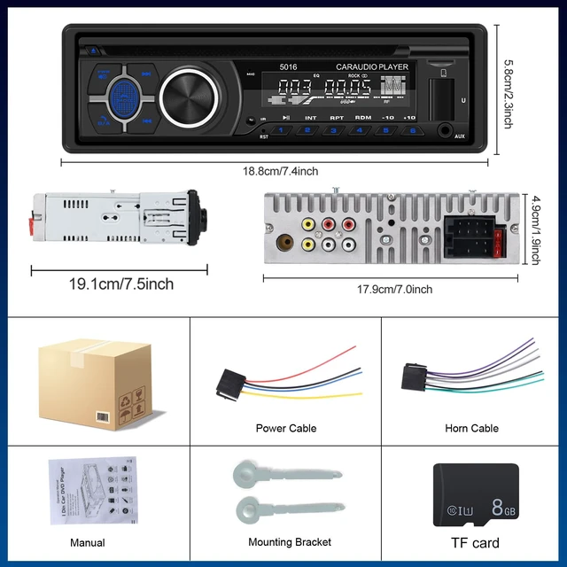 Alt view image 7 of 7 - UNITOPSCI Single Din Radio CD DVD Player Car Stereo with Bluetooth 5.0 Hands-Free, LCD Screen AM/FM Car Radio, Car Audio Receiver Support APP Find Car, Remote Control, Voice Assistant, USB/AUX in/TF