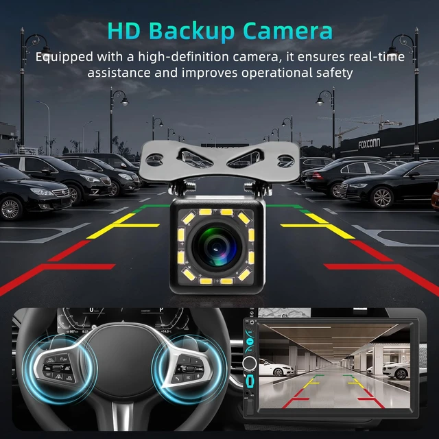 Alt view image 4 of 7 - Double Din Car Stereo with 7" HD Touchscreen, Wireless Carplay & Android Auto, Double Din Radio Support Backup Camera, Bluetooth, Car Audio Receivers, Mirror Link, Type-C, FM/AM/RDS