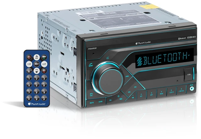 Main image of Planet Audio PM40RGB Car Stereo - Double Din, Bluetooth Audio and Hands-Free Calling, MP3 Player, No CD DVD, USB, AUX in, AM/FM Radio Receiver, Multi Color Illumination