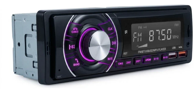 Main image of Car Radio Bluetooth Single Din Headunit - MP3 Player with Hands-Free Calling, Wireless Audio Receiver Stereo Music Streaming, Fast Charging, FM/USB/TF/AUX Port, 7-Color Backlight, Clock Display