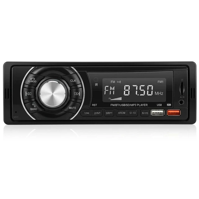 Alt view image 2 of 7 - Car Radio Bluetooth Single Din Headunit - MP3 Player with Hands-Free Calling, Wireless Audio Receiver Stereo Music Streaming, Fast Charging, FM/USB/TF/AUX Port, 7-Color Backlight, Clock Display