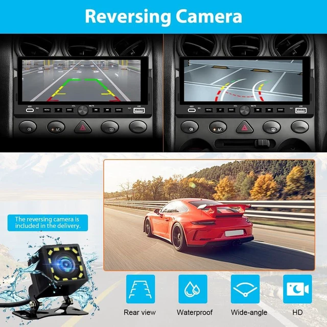 Alt view image 6 of 7 - Pyniro Single Din Car Radio with Wireless CarPlay & Android Auto 6.86 Inch