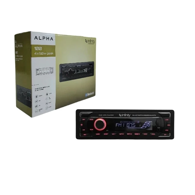 Alt view image 4 of 5 - Infinity Alpha 100 Single DIN Bluetooth USB/AUX SD FM Radio MP3 Player Digital Media Car Receiver