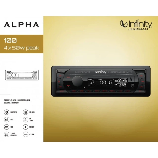 Alt view image 5 of 5 - Infinity Alpha 100 Single DIN Bluetooth USB/AUX SD FM Radio MP3 Player Digital Media Car Receiver