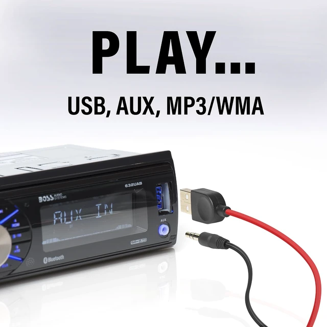 Alt view image 3 of 6 - BOSS Audio Systems 632UAB Single DIN Bluetooth Car Stereo, AUX Input, USB