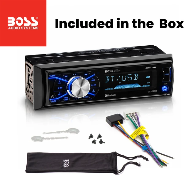 Alt view image 6 of 6 - BOSS Audio Systems 632UAB Single DIN Bluetooth Car Stereo, AUX Input, USB