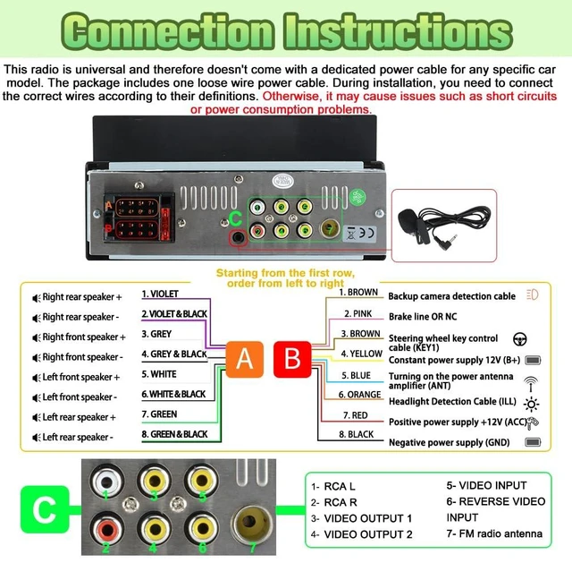 Alt view image 7 of 7 - Pyniro Single Din Radio Car Stereo with Wireless CarPlay & Android Auto | 6.86" IPS Touch Screen, Backup Camera, External Microphone, Bluetooth, SWC, FM, USB, RGB Button Backlighting