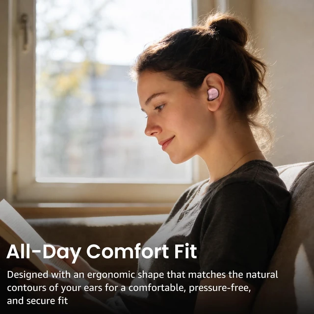 Alt view image 7 of 7 - NC9 Hybrid Active Noise Cancelling Wireless Earbuds, 60H, LED Display | 6 Mic ENC Clear Calls, Deep Bass Sound, IPX8, in Ear Bluetooth 5.3 Headphones,32 EQs via APP, Comfort Fit Ear Buds, Pink