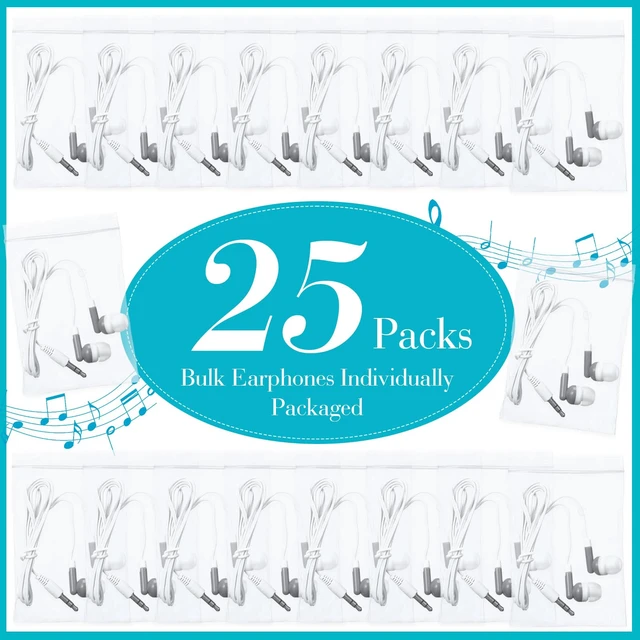 Alt view image 2 of 6 - Konohan 25 Pcs Wired Earbuds Bulk for Classroom 3.5mm Jack,Grey | Soft In Ear Headphones Bulk for School Library Laptop No Mic Earbuds Classroom Students Testing, Individually Wrapped