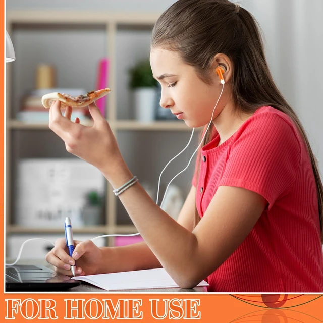 Alt view image 3 of 6 - Konohan 100 Pcs Wired Earbuds Bulk for Classroom 3.5mm Jack,Orange | Soft In Ear Headphones Bulk for School Library Laptop No Mic Earbuds Classroom Students Testing, Individually Wrapped