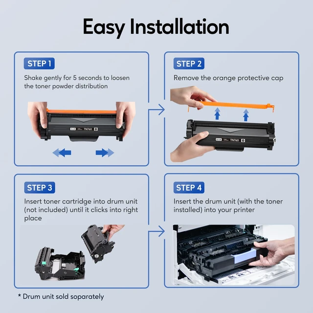 Alt view image 5 of 6 - Forzik Compatible Toner Cartridge Replacement for Brother TN760 TN-760 TN730 TN-730 High Yield Compatible with DCP-L2550DW HL-L2350DW MFC-L2710DW Printer (4 Black)