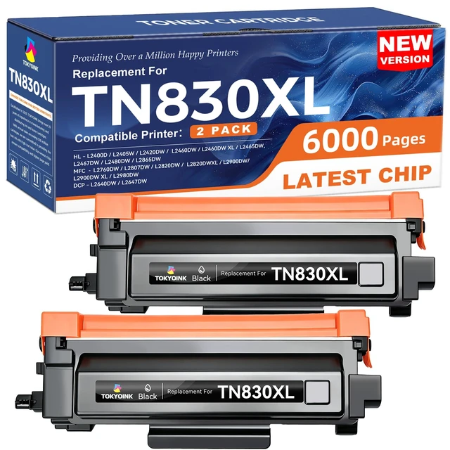 Main image of TOKYOINK TN830XL Toner Cartridges Replacement for Brother TN830 830XL 2Pack | Compatible for Brother TN830 XL/V/R with DCP-L2640DW MFC-L2820DW HL-L2400D HL-L2460DW HL-L2405W HL-L2465DW