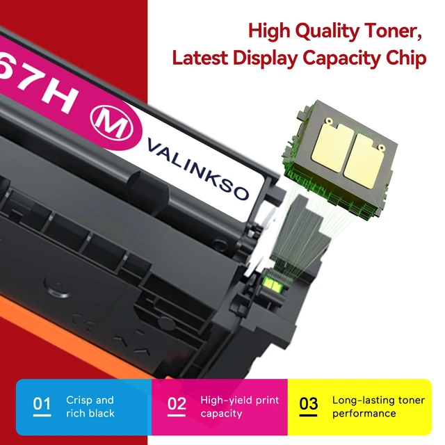 Alt view image 3 of 7 - Valinkso Compatible 067H 067 Toner Cartridge Set MF656Cdw MF654Cdw | Replacement for Canon 067H Compatible for Color ImageClass LBP632Cdw MF653Cdw LBP633Cdw MF650C LBP630C MF652Cw Printer 4 Pack