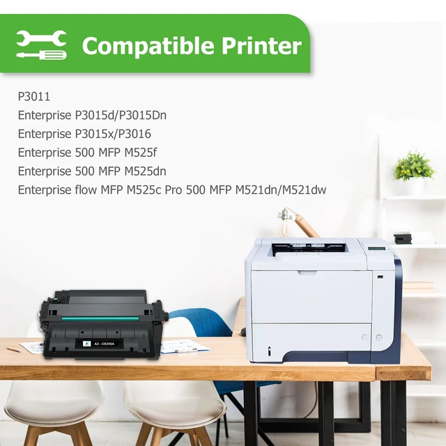 Alt view image 3 of 7 - CE255A 55A Black Toner Cartridge for HP 55X CE255X P3015 M521dn 2 Pack | Compatible for HP 55A CE255A LaserJet P3015 for P3011 P3015d P3015x P3015dn P3016 Pro 500 MFP M521dn M521dw M521 Printer