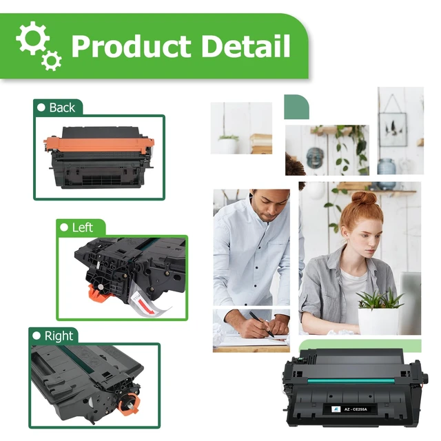 Alt view image 5 of 7 - CE255A 55A Black Toner Cartridge for HP 55X CE255X P3015 M521dn 2 Pack | Compatible for HP 55A CE255A LaserJet P3015 for P3011 P3015d P3015x P3015dn P3016 Pro 500 MFP M521dn M521dw M521 Printer