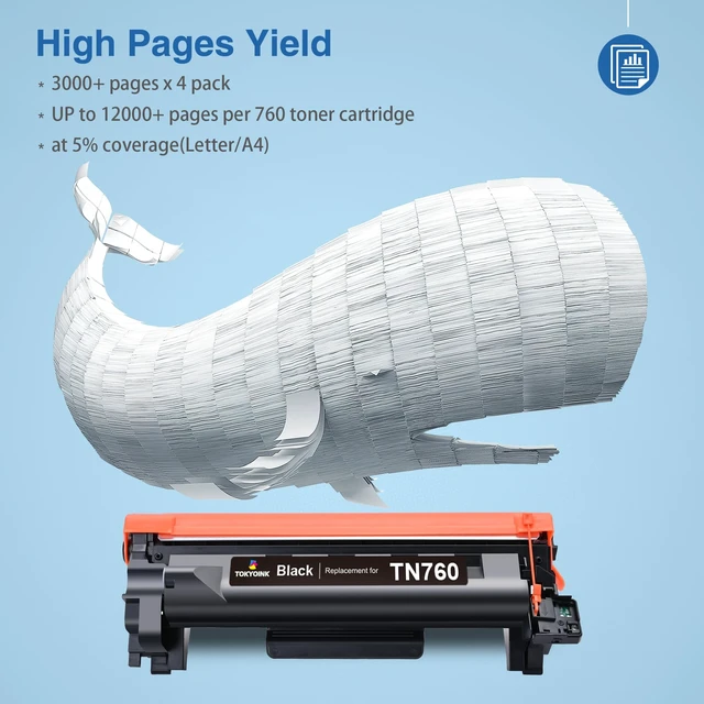 Alt view image 4 of 7 - TN760 Toner Compatible Replacement for Brother TN760 TN-760 TN730 TN-730 | Compatible for MFC-L2710DW DCP-L2550DW MFC-L2750DW HL-L2395DW HL-L2350DW HL-L2370DW HL-L2390DW Printer Black (4 Pack)