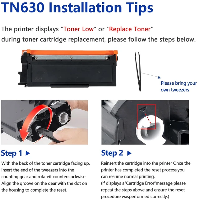 Alt view image 5 of 7 - TN630 Toner Cartridge Replacement for Brother TN-630 Toner Cartridge Black | High Yield Work with HL-L2300D HL-L2380DW HL-L2320D DCP-L2540DW MFC-L2700DW MFC-L2685DW 2 Pack