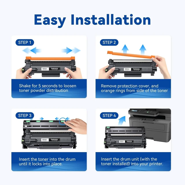 Alt view image 4 of 6 - Belietop Compatible TN830XL Toner Cartridge Replacement for Brother TN830 | High Yield Black Toner for HL-L2460DW MFC-L2820DW DCP-L2640DW HL-L2480DW MFC-L2900DW Printer, 3,000 Pages Each, 4 Pack