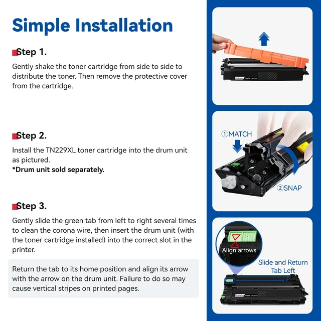 Alt view image 5 of 6 - TN229XL TN229 Toner Cartridges 4-Pack High Yield MFC-L3720CDW MFC-L3780CDW | Compatible for Brother TN-229XL TN229 XL MFC-L3720CDW L3780CDW L3765CDW HL-L3220CDW L3280CDW L3300CDW L3295CDW