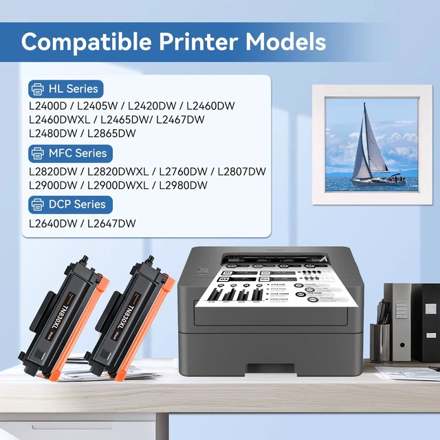 Alt view image 2 of 7 - TN830XL TN830 XL/V/R Toner Compatible for Brother Printer L2640DW L2460DW | TN-830XL Black High Yield for DCP-L2640DW HL-L2460DW L2480DW MFC-L2820DW XL HL-L2405W HL-L2400D 2465DW 2Pack Office printing