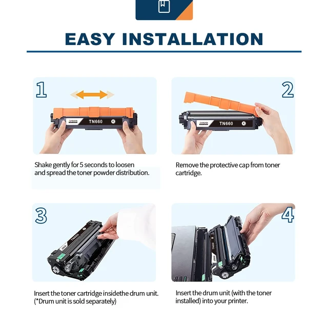 Alt view image 5 of 6 - Compatible TN660 Toner Cartridge Replacement for Brother TN630|Black,4 Pack | TN-660 630 to Use with MFC-L2700DW L2720DW L2740DW HL-L2300D L2320D L2360DW L2380DW DCP-L2540DW Printer