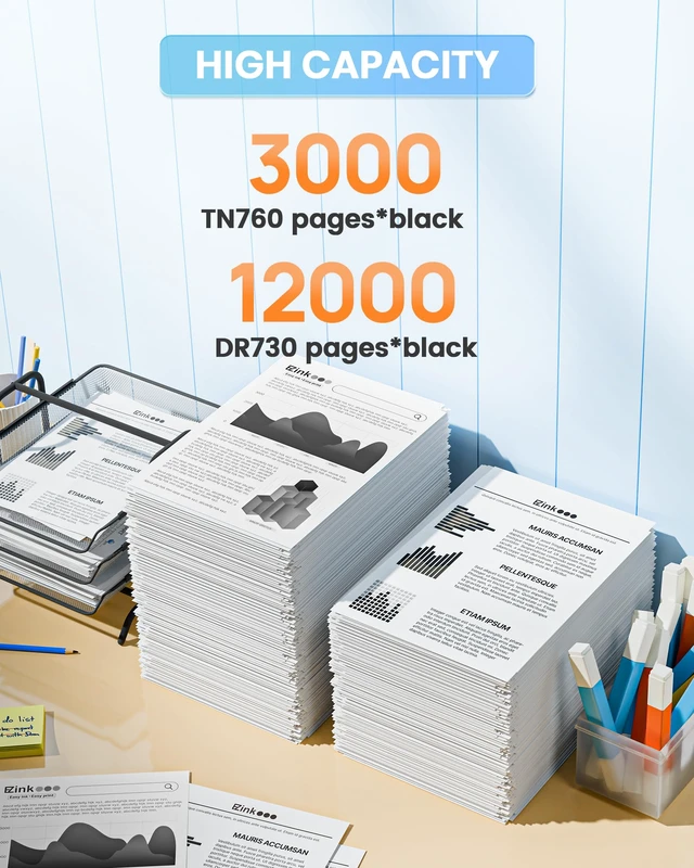 Alt view image 3 of 7 - E-Z Ink TN760 Toner Cartridge and DR730 Drum Unit for TN760 730 Printer | for Brother TN730 DR 730 to Use with MFC-L2710DW MFC-L2750DW HL-L2370DW DCP-L2550DW (3 Pack, 2 Toner Cartridge, 1 Drum Unit)