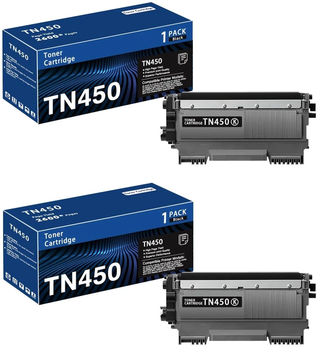 Main image of TN450 Black High Yield Toner Cartridge Compatible Brother TN450(2pack) | HL-2270DW HL-2280DW MFC-7360N MFC-7860DW DCP-7065DN Printer toner