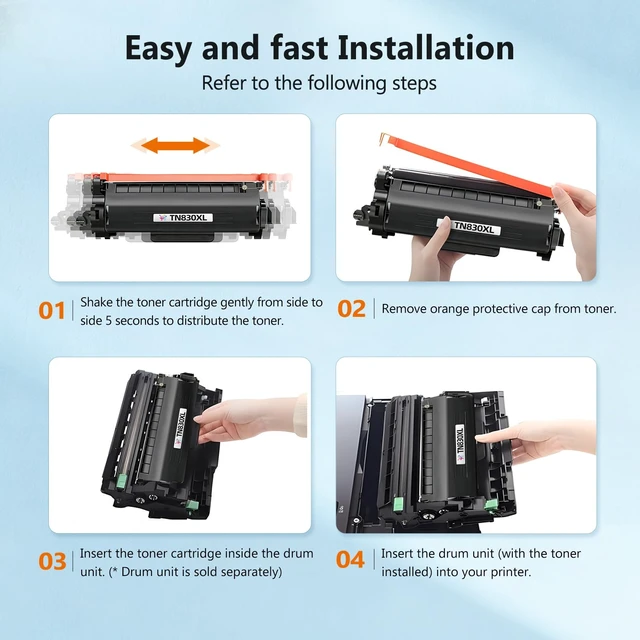 Alt view image 5 of 7 - TN830XL Toner Cartridge Replacement for Brother TN830-XL TN-830 TN830 | Toner Work with HL-L2460DW DCP-L2640DW HL-L2480DW HL-L2400D HL-L2405W MFC-L2820DW Printers (2 Black)
