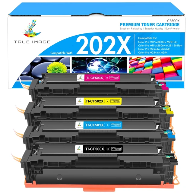 Main image of 202X Toner Cartridge for HP 202A 202 M281fdw CF500X 4 Pack High Yield | Compatible for HP Color LaserJet Pro MFP M254dw M281fdn M280nw 281fdw M254 M281 Printer Ink (Black Cyan Yellow Magenta)