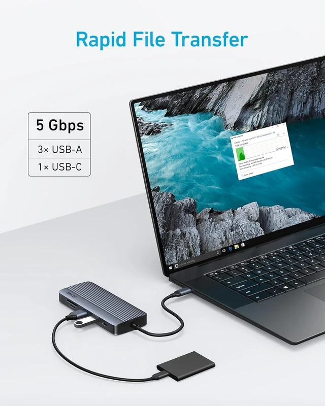 Alt view image 4 of 7 - Anker USB-C Hub, 10-in-1 USB-C Hub, Dual-Display with 4K HDMI and 1080p VGA | 85W Max PD, 1 5Gbps USB-C and 3 5Gbps USB-A Data Ports, SD/TF Card Reader, 1 Gbps Ethernet, for Dell XPS, Vostro and More