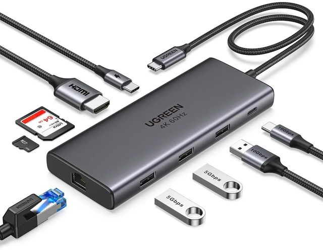 Main image of UGREEN Revodok Pro 9-in-1 USB-C Hub 10Gbps 4K HDMI | SD/TF reader, Gigabit Ethernet, 100W PD, compatible with MacBook Neo/Pro/Air, iPhone 17/16/15 Pro, Thinkpad