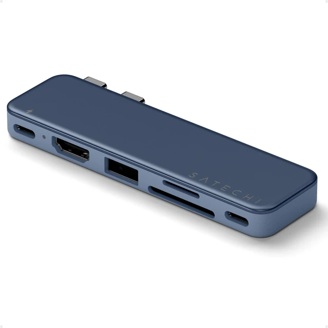 Main image of Satechi 6-in-2 USB-C Snap Hub, 4K/60Hz HDMI, for MacBook Neo, Indigo | USB hub, 45W PD pass-through charging, SD & microSD card readers, 5 Gbps Type-A/Type-C data, for MacBook Neo