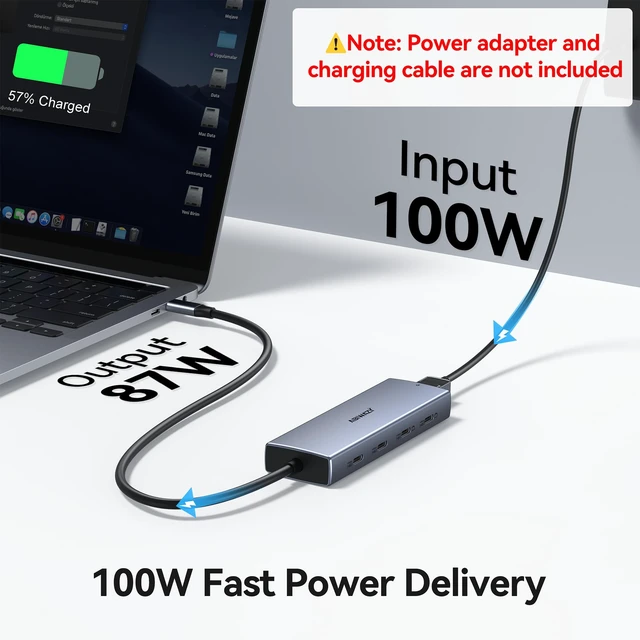Alt view image 7 of 7 - 10Gbps USB C Hub, 5 Port USB C Splitter with 8K@30Hz USB-C Display Output | 2 USB-C Video Ports for Dual Monitor, 10Gbps USB-C Data and PD 100W Charging, USB C Adapter for Laptops and Type C Devices