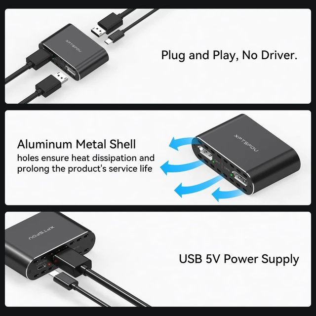Alt view image 7 of 7 - XPTSFDU DisplayPort to Dual Displayport Splitter 4K120Hz DP to Dual DP Splitter for Dual Monitors Supports Mirrored/Extended Display for Windows Only