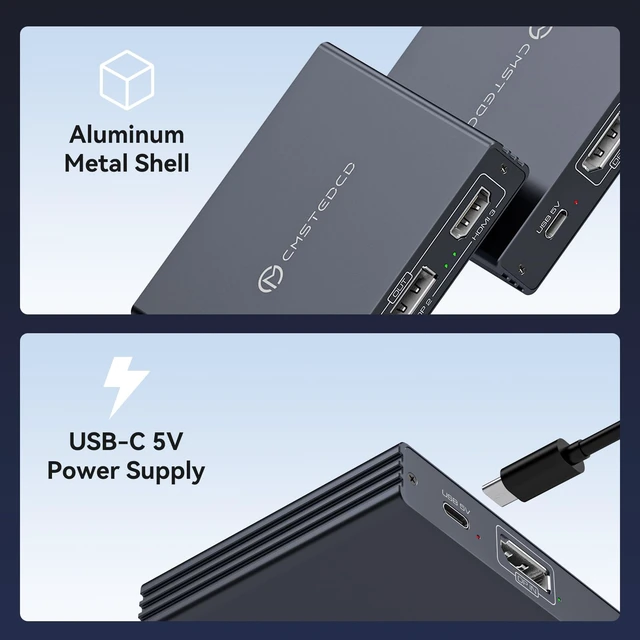 Alt view image 5 of 7 - USB C to HDMI + Displayport Splitter 3 Monitors with 100W PD Charging Thunderbolt to HDMI DP Splitter 1 in 3 Out Multiple Monitors Extended Display Hub for Converter Compatible with Laptop, PC