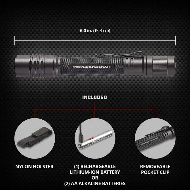 Alt view image 3 of 5 - Streamlight 88033 ProTac 2AA-X 270-Lumen Flashlight, Black | 270 lumens; 5,000 candela peak beam; rechargeable capable; IPX7 waterproof; impact-resistance tested
