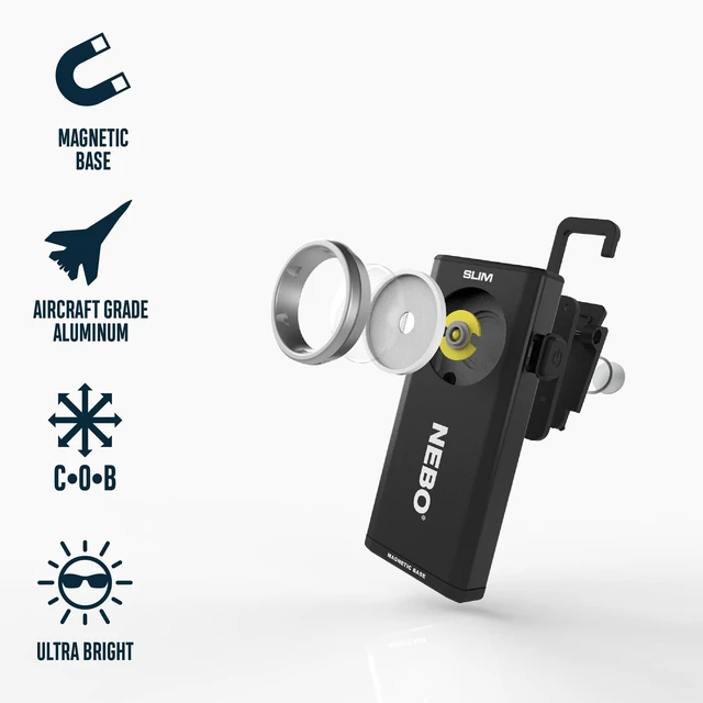 Alt view image 3 of 7 - NEBO SLIM Pocket Flashlight | 500 Lumens, Rechargeable Mini EDC Work Light, Magnetic Base & Dimmable Brightness, Durable & Water Resistant, Includes Charging Cable Black