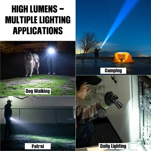 Alt view image 7 of 7 - BERCOL Flashlight LED Rechargeable Flashlights High Lumens, 99,000 LM Super Bright Powerful Flashlight, High Powered Flash Lights Waterproof Handheld Flashlights for Home Camping Hiking(2 Pack)