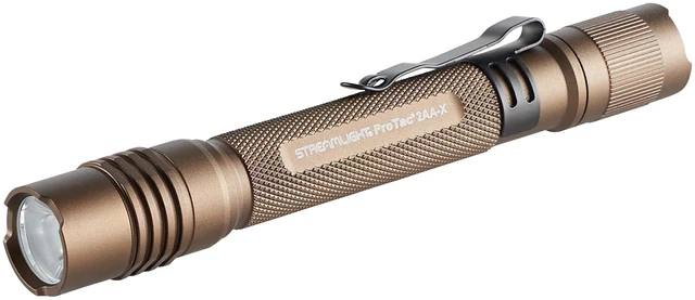 Main image of Streamlight 88137 ProTac 2AA-X 550-Lumen Flashlight, Coyote | 550 lumens; 10,250 candela peak beam; USB rechargeable capable; IPX7 waterproof; impact-resistance tested