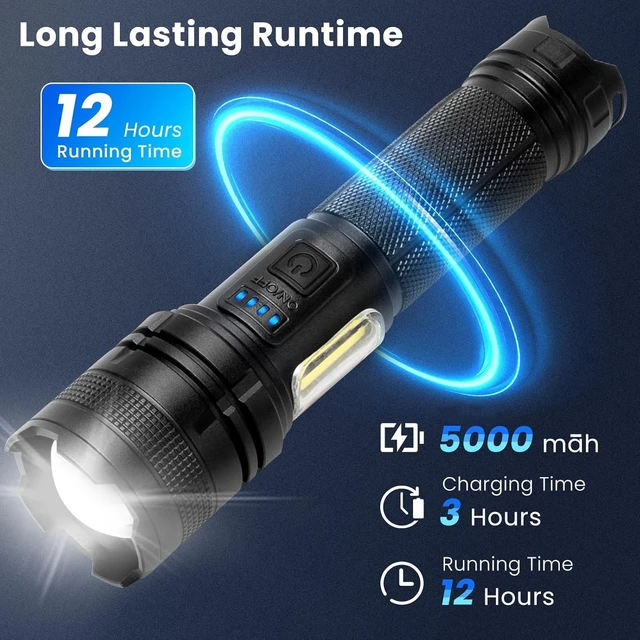 Alt view image 3 of 7 - 2 Pack LED Flashlights High Lumens, 90000LM Bright Flashlight for Home | Super Bright Flashlights with 7 Modes, High Powered Handheld Flash Light for Camping Hiking Night Work