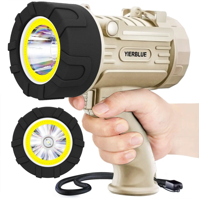 Main image of YIERBLUE Rechargeable Spotlight Floodlight Combo 2200,000 High Lumen LED, IP67 Waterproof Spot Light COB Flood Light, Impact Resistant Handheld Spotlight with Foldable Stand and Detachable Red Lens