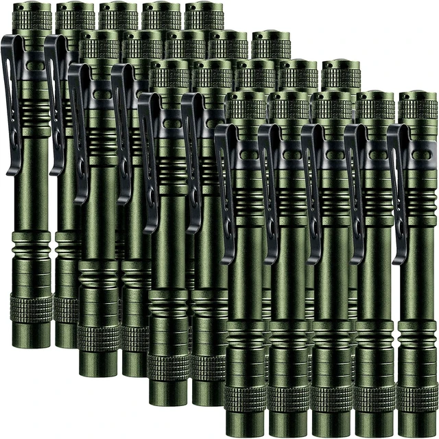 Main image of Beieverluck 20 Pack Pen Light Flashlight Mini Small Flashlight with Clip Waterproof LED Pocket Pen Flashlights for Camping, Inspection, Work, and Emergency(Large,Green)