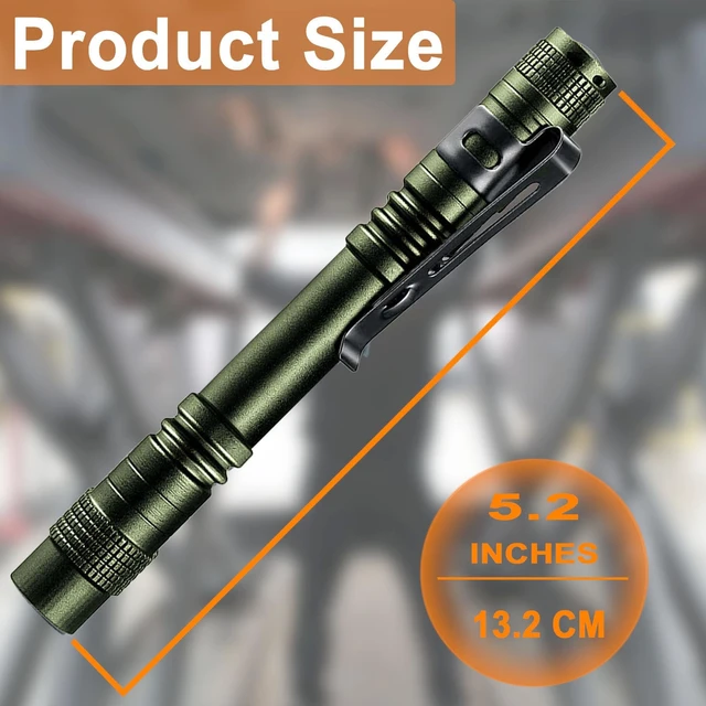 Alt view image 3 of 7 - Beieverluck 20 Pack Pen Light Flashlight Mini Small Flashlight with Clip Waterproof LED Pocket Pen Flashlights for Camping, Inspection, Work, and Emergency(Large,Green)