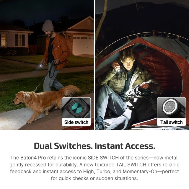 Alt view image 3 of 7 - OLIGHT Baton4 Pro EDC Flashlight Rechargeable, Small Pocket Light Black | 1600 Lumens, Bright LED Flash Light,Tactical Switch, Magnetic&USB C Charging, IPX8 Waterproof for Home, Camping and Emergency