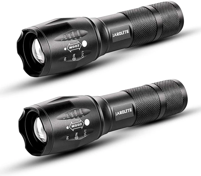 Main image of JARDLITE LED Emergency Handheld Flashlight with Adjustable Focus, Water Resistant, 5 Modes, Best Tactical Flashlight for Emergency, Camping and Fishing, 2 Pack