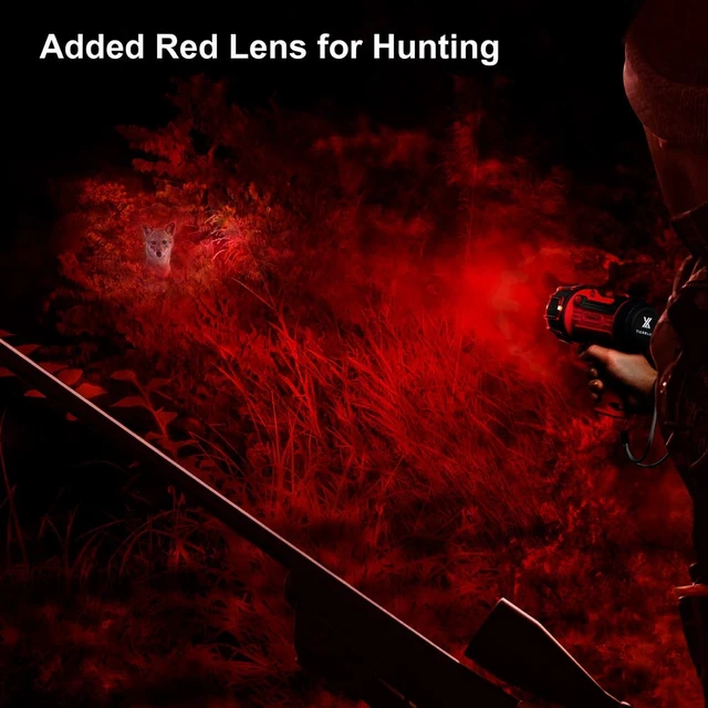 Alt view image 5 of 7 - YIERBLUE Rechargeable Spotlight Flashlight with 2000,000 High Lumen LED | IP67 Waterproof Long Running Spot Light searchlight, Impact Resistant Handheld Spotlight with Foldable Stand and Red Lens